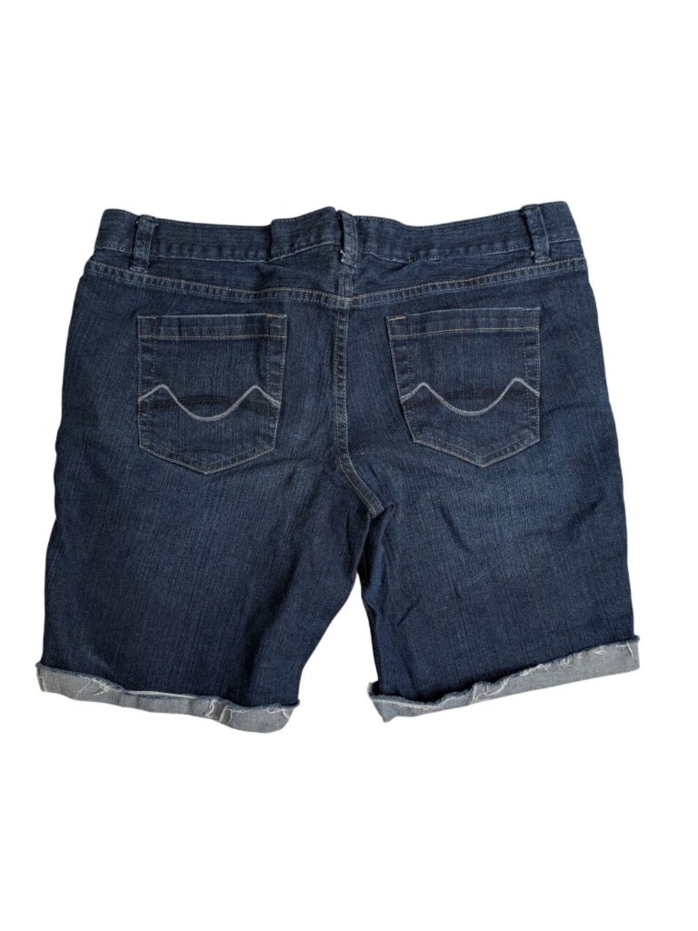 Mossimo Supply Co Womens Size 11 Dark Wash Denim Shorts With Cuffed Hem - Picture 5 of 8